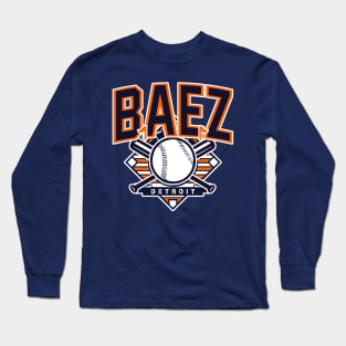 Baez Retro Detroit Baseball Long Sleeve T-Shirt